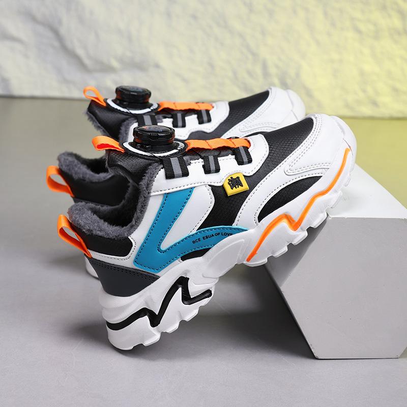 Winter Sports Shoes Children's Cotton Shoes Sports Shoes PU Waterproof Plus Velvet Warm Ultra-light Boys Snow Sports Shoes