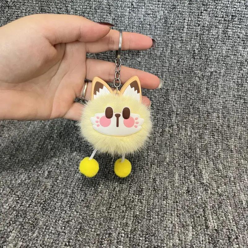 Cartoon Plush Lucky Cat Toy Keychain Cute Bag Charms Car Keyring Pendant Accessories For Women Couples Kawaii Gift