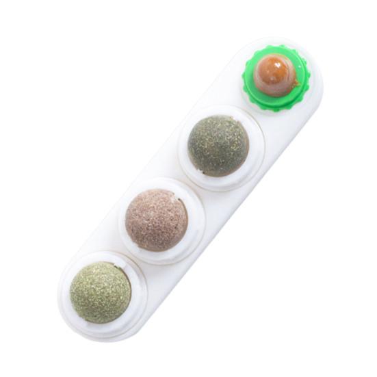 4 шт. шарики для лизания кошачьей мяты, вращающиеся настенные съедобные шарики для кошек, игрушка с натуральной кошачьей мятой, безопасная и здоровая игрушка для чистки зубов у котят