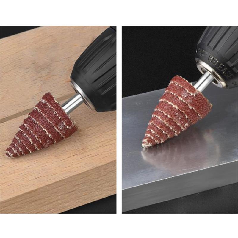 Versatile 5Pcs Cone Shape Abrasive Sandpaper Deburring Sanding Polishing Flap Wheel Grinding Head for Deep Hole Polish
