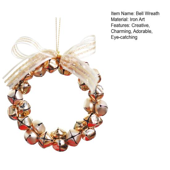 Рождественский венок из колокольчиков, венок из колокольчиков с бантом, маленькая гирлянда из колокольчиков, украшение для рождественского дома, елки