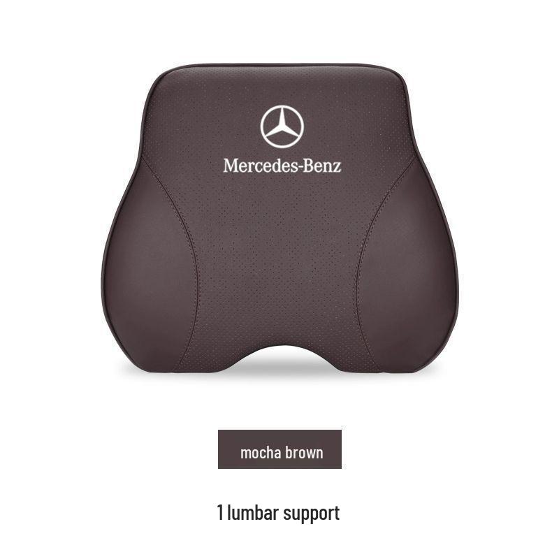 Mercedes-Benz Genuine Leather Car Headrest & Back Cushion - Universal Pillow for E300L, C260, GLC (All Seasons)