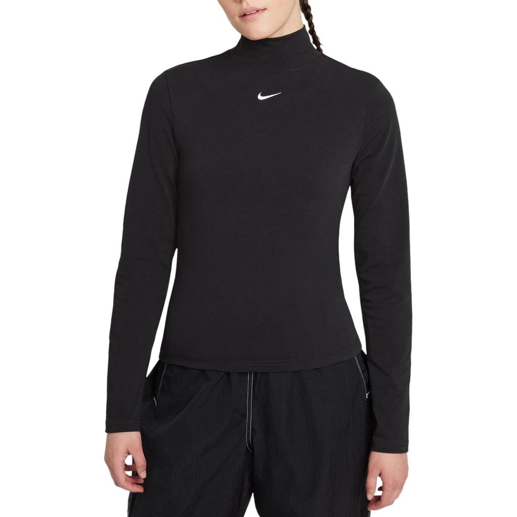 Nike Однотонная водолазка с длинным рукавом Женские топы Черный DD5882-010