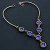 Ожерелье с синим сапфиром, Ожерелье из драгоценных камней ручной работы, Ожерелье, обернутое медной проволокой 999 пробы, Антикварное украшение, Для подарка на помолвку