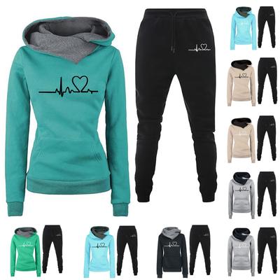 Женский однотонный спортивный комплект с капюшоном и длинными рукавами, домашние брюки, комплект для бега