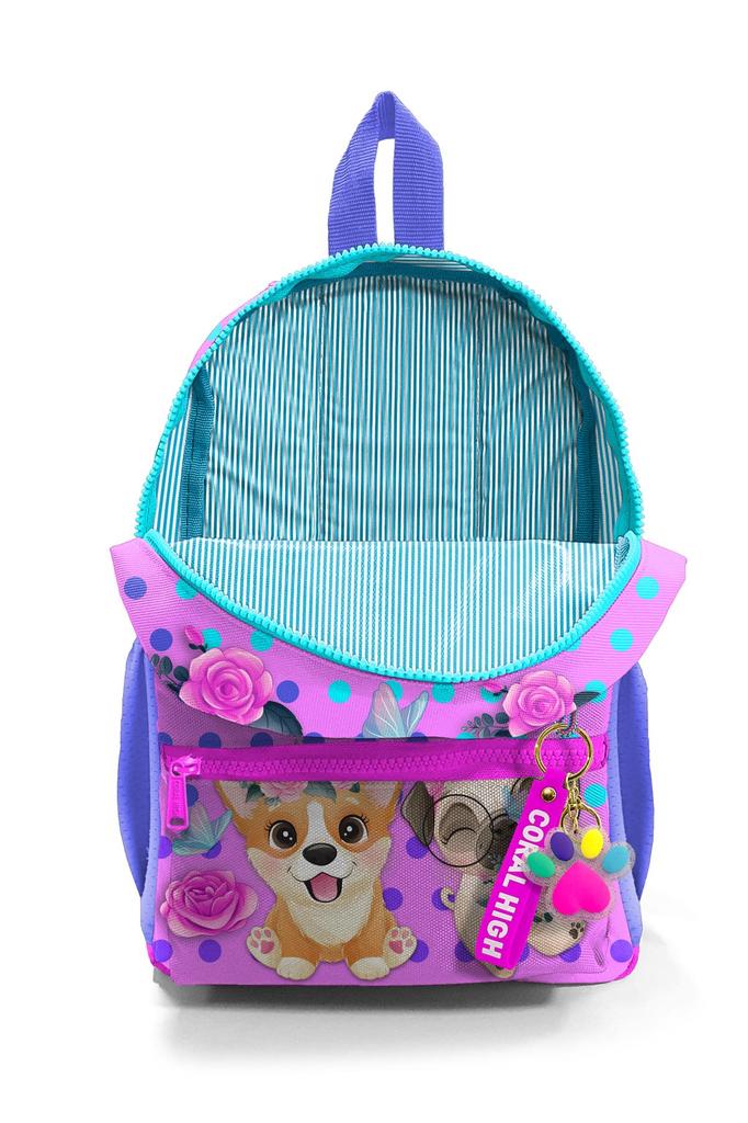 Рюкзак Mini Yuva Розовый с рисунком собаки и двумя отделениями 23550