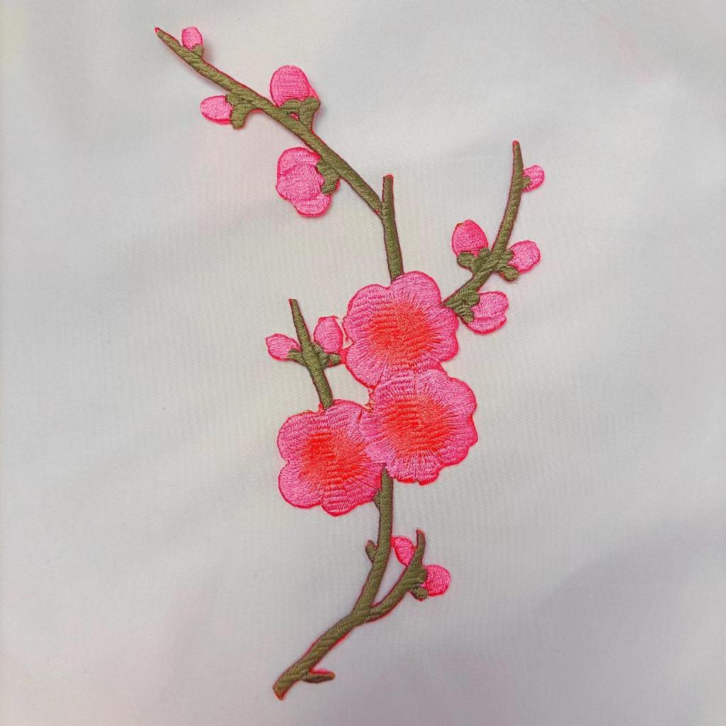 Plum Blossom Velcro Embroidery Patch: Handmade DIY Clothing Accessory