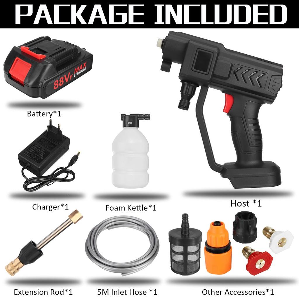 НОВЫЙ 1500 Вт 88 В Беспроводная автомойка высокого давления Перезаряжаемый пистолет для мойки автомобилей Электрический водяной пистолет Пенная машина для Makita 18 В Батарея