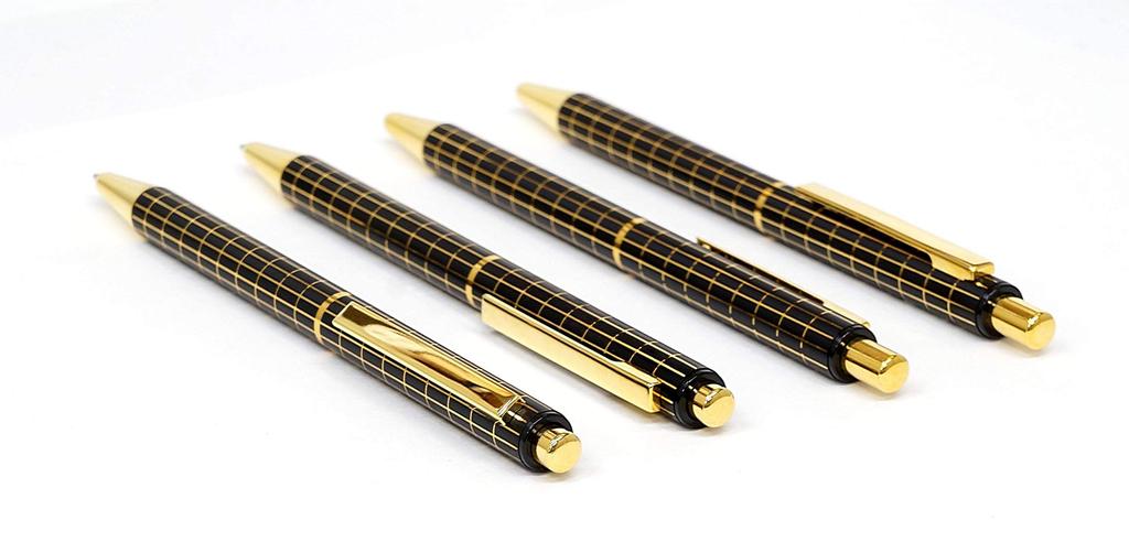 Тонкий пенал из коровьей кожи красного коричневого цвета стандартного размера, металлический, прямой, двойной, анодированный, с черной решеткой, шариковая ручка, черный набор, ручка, ASCR-NQ25KB-B