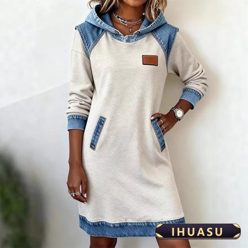 IHUASU Women's Fashion Autumn Winter Long Sleeve Casual Dresses Elegant