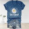 Блузки с коротким рукавом и V-образным вырезом, повседневные футболки Be Kind Painting