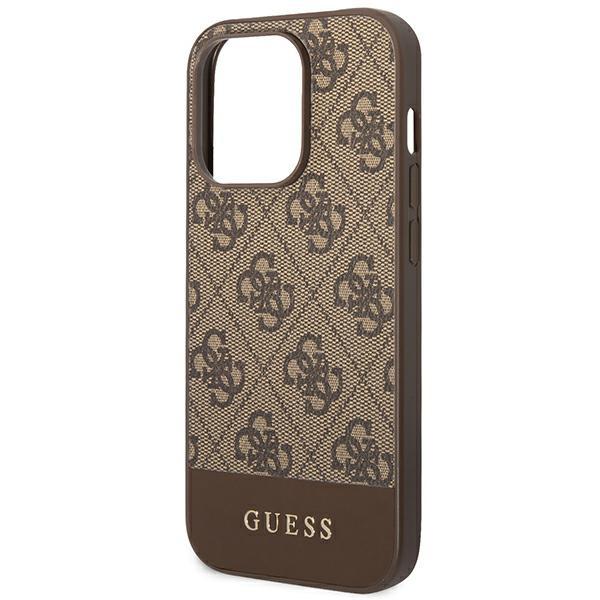 Guess Guhcp14Lg4Glbr Iphone 14 Pro6,1 Brązowy/Brown Twarde Etui Kolekcja Pasków 4G
