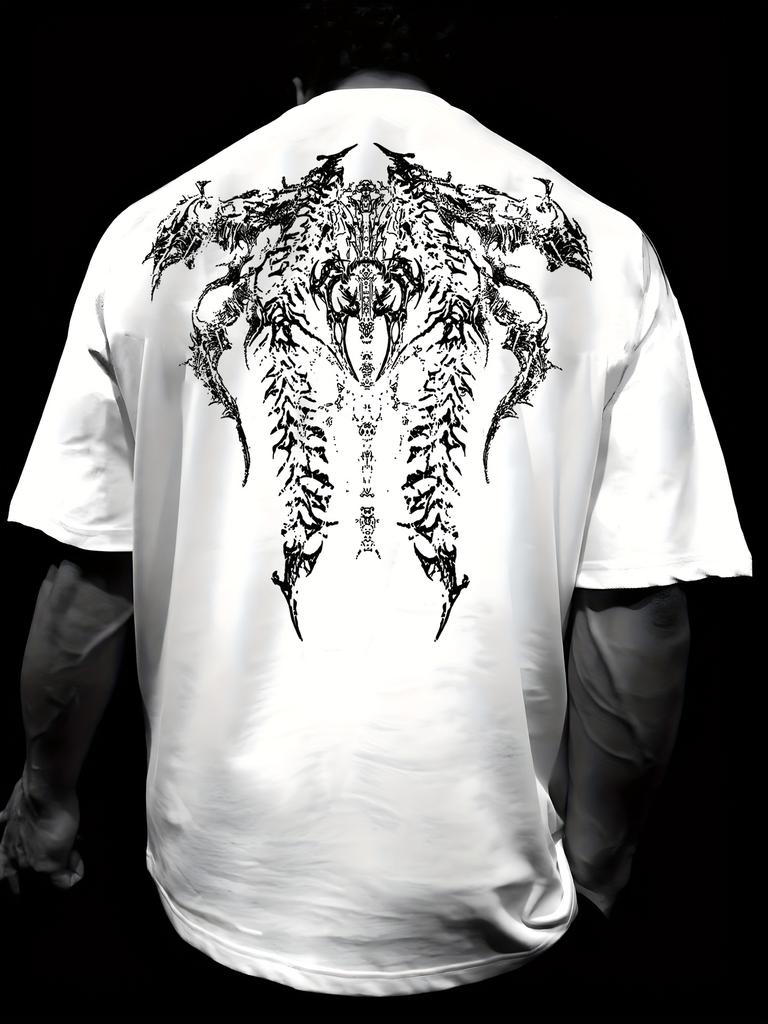 Черная футболка с принтом Модная футболка Летняя футболка в готическом стиле Дышащая и удобная футболка с круглым вырезом