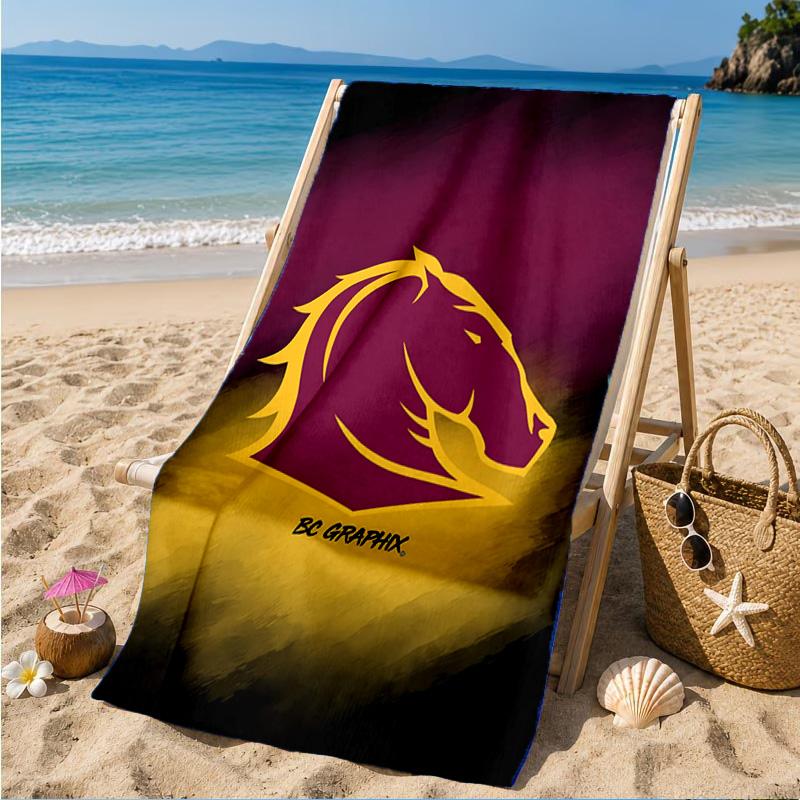 Brisbane Broncos Beach Towel, Quick-drying, Easy to Care for, Suitable for Both Fitness and Beach Vacations,Sports Essential