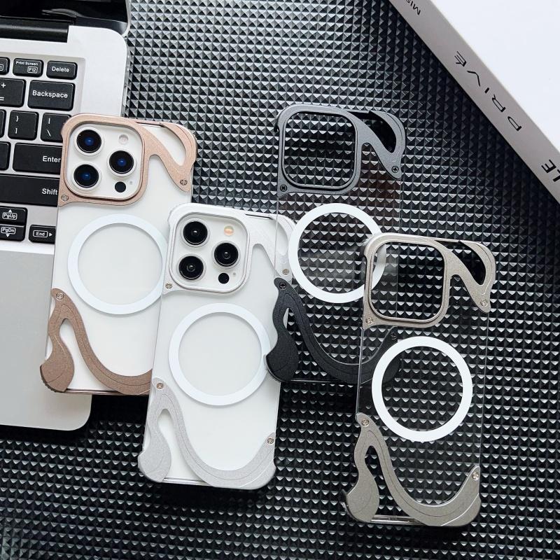 2025 Новый магнитный металлический чехол Dolphin Borderless Anti Drop Case с присоской, подходит для iPhone 15/16 Promax/16 Pro Phone 14 pro max Cases
