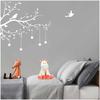 [Q8304] - Sheet of Stickers 'Birds On Branch' White (stars) - 50x70 Cm
