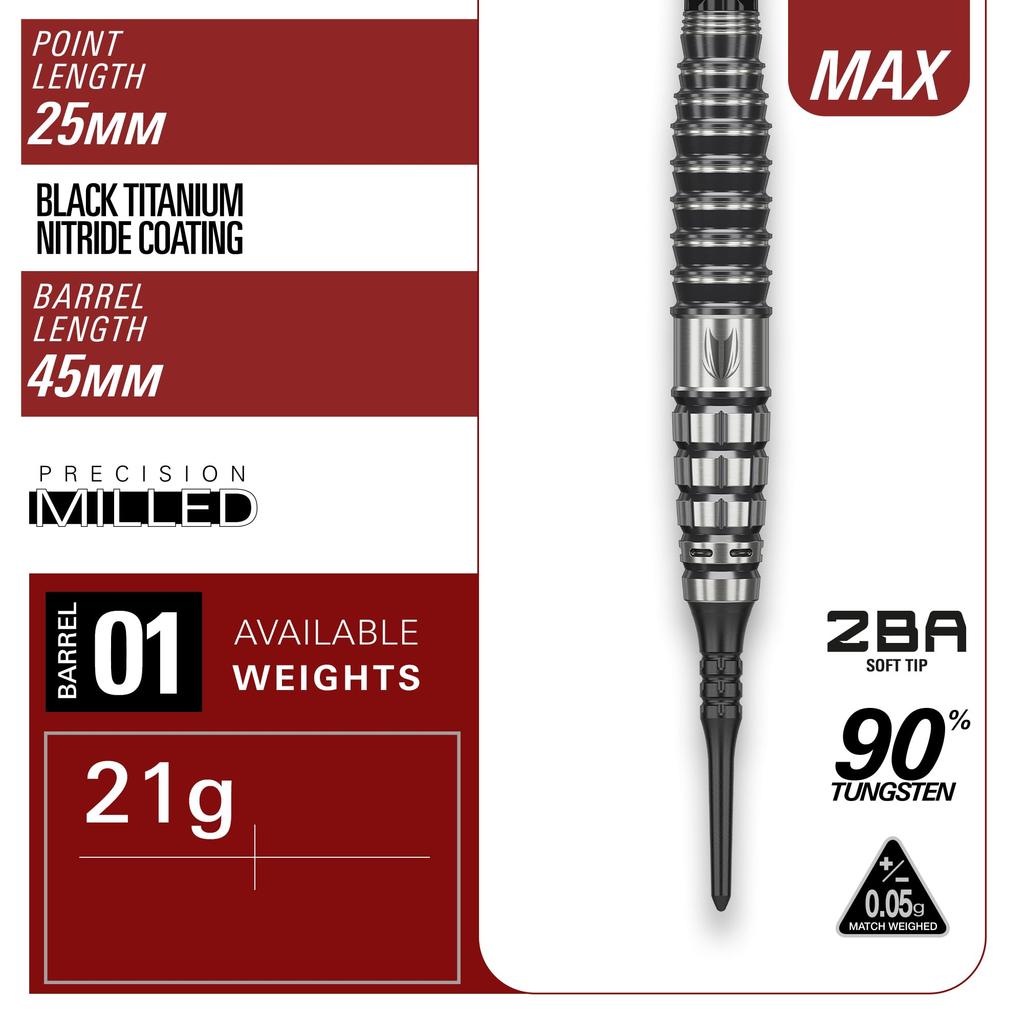 ДАРТСЫ С МЯГКИМ НАКОНЕЧНИКОМ TARGET JAPAN PRIME SERIES SCREAM G1 MAX 90% 21г 2BA | 90% Вольфрам K-Flex 2BA Набор дротиков с мягким наконечником, 21.0г | K-Flex Нет. 6 Полетных оперений