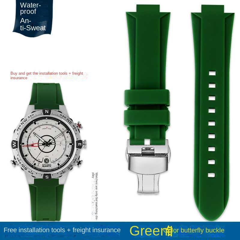 Выпуклый ремешок для часов Силиконовый браслет для timex T2N738 T2N739 T2N720 T2N721 T49706 Ремешок для часов с бабочкой Резиновый ремешок 24X16 мм