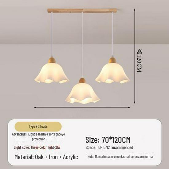 Люстра из дерева в стиле скандинавского японского ваби-саби, прикроватная и обеденная, кремовый цветочный дизайн