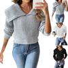 Ayollar uchun qisqa kuz va qishki katta yoqali trikotaj sviter pulover