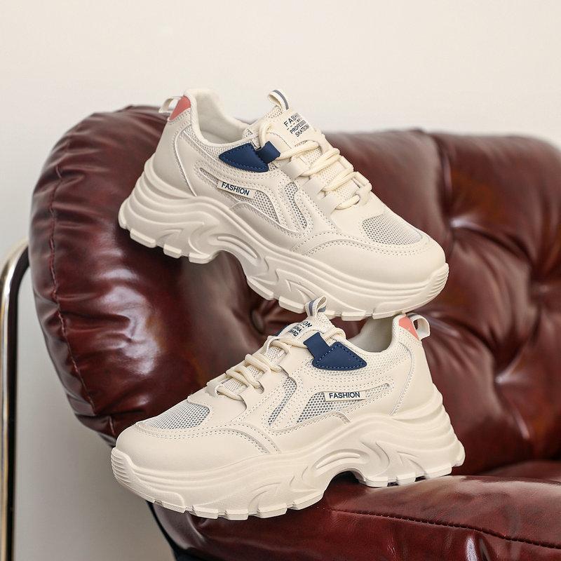 CRLAYDK Chunky Sneakers for Women Platform Tennis Fashion White Dad Shoes Summer Mesh Breathable Wedge Casual Walking Tennis