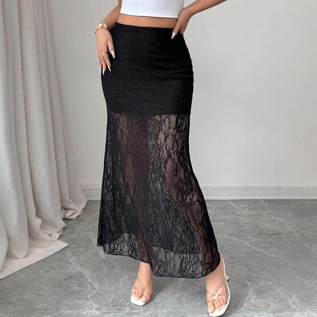 Сексуальная прозрачная кружевная юбка с высокой талией в стиле Y2K 'Spicy Girl'