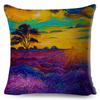 Impressionist Art Cushion Cover Vibrant Seascape Sunset Village Print Soft Polyester Fabric Sofa Home Decor Throw Pillow Case