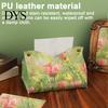 Foldable Napkin Storage Leather Tissue Box Cover with Oil Painting Pattern, Desktop Organizer, Holder Multi Purpose Case, Facial Paper Organizer