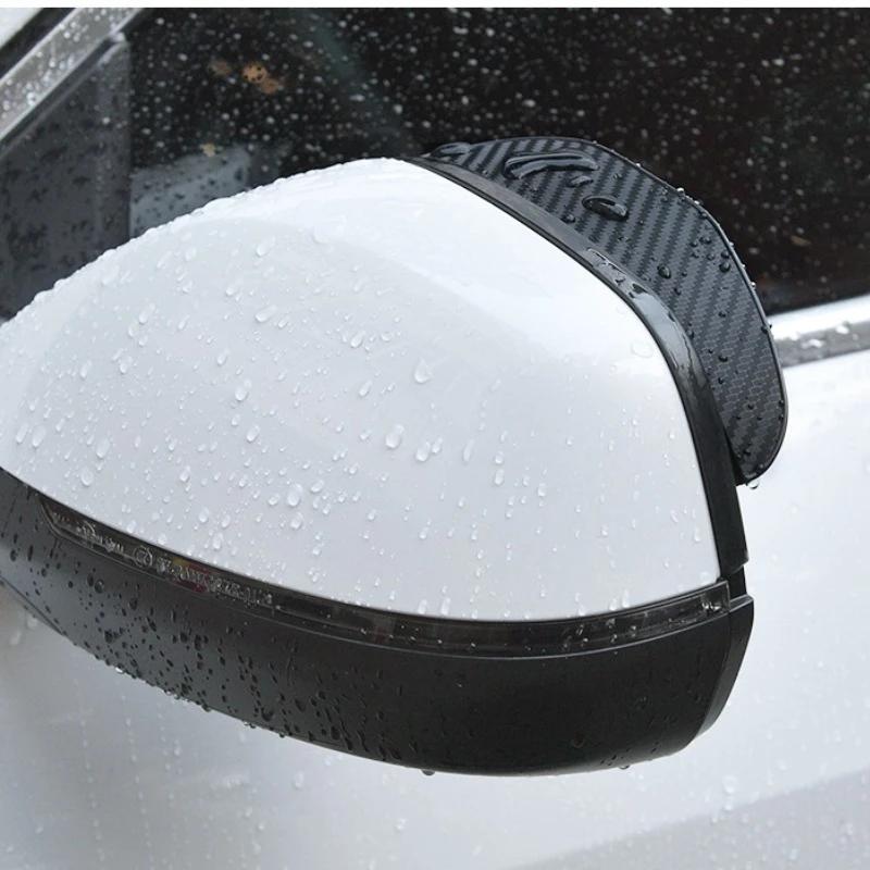 2PCS Car Rearview Mirror Rain Eyebrow Carbon Fiber Sun Visor Shade Cover Protector Clear Vision Rain Sunscreen Car Accessories