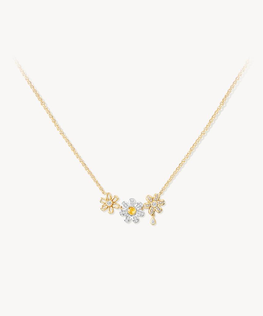 Lola Rose Daisy Citrine Triple Flower Pendant Women'S Necklace