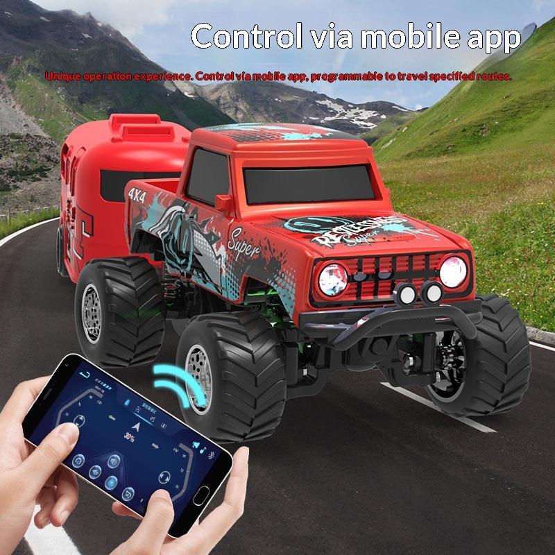 1:64 Мини-Радиоуправляемый Внедорожник Пикап из Сплава 2,4 ГГц Bluetooth Управление через Приложение 3 Скорости Ударопрочный Светодиодные Огни Мощный Мотор Безопасен для Детей