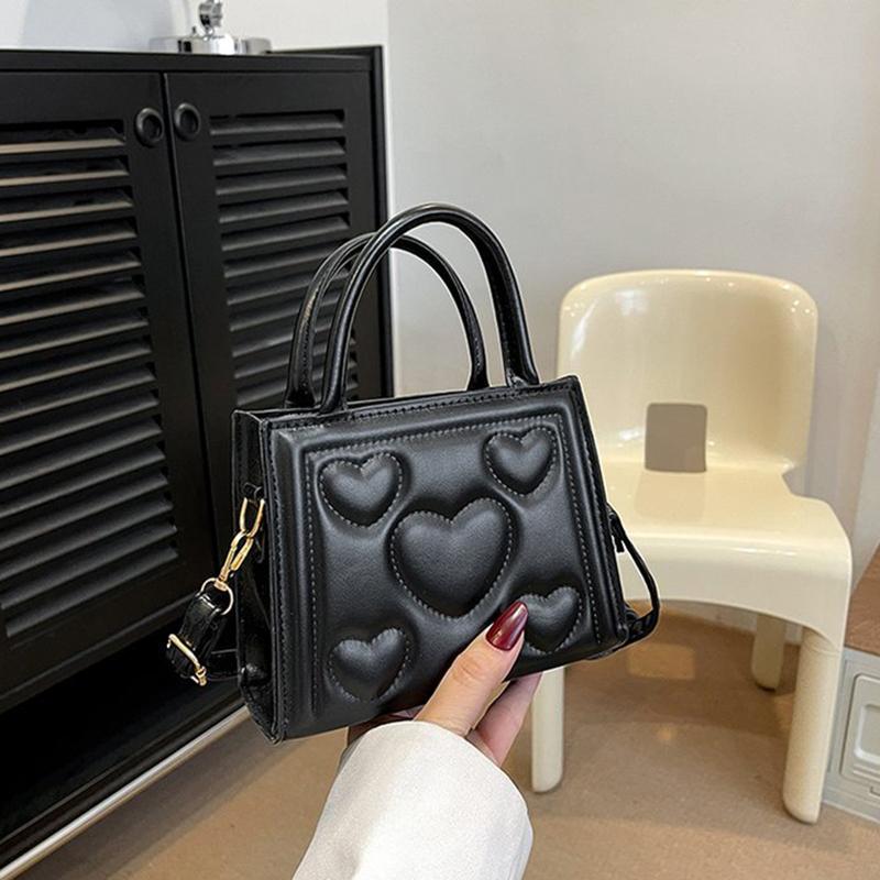 Шикарная ретро однотонная мини-сумка, универсальная сумка через плечо из искусственной кожи в корейском стиле с узором в виде сердца и любви для девочек старшей школы