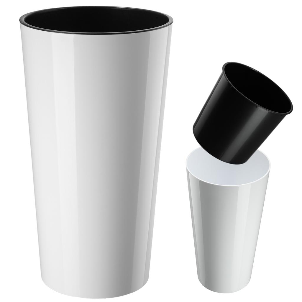 KADAX Doniczka Donica Na Kwiaty 26cm Osłonka Z Wkładem Kwietnik Plastikowa Biała