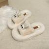 Thick-soled fluffy slippers for women to wear 2025 new autumn and winter fashion plush shoes go out versatile cotton slippers