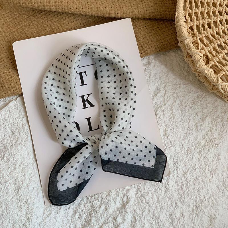 Neck Small Square Scarf Flower Literary Retro Scarf Headband Headscarf Silk Scarf High Sense Fashion Versatile Scarf Shawl