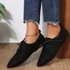 Fashion Women Retro Loafers Pointed Suede Flat Shoes Lace Up Ladies Casual Sneakers Woman Shallow Comfort Shoes Non Slip Walking Shoes
