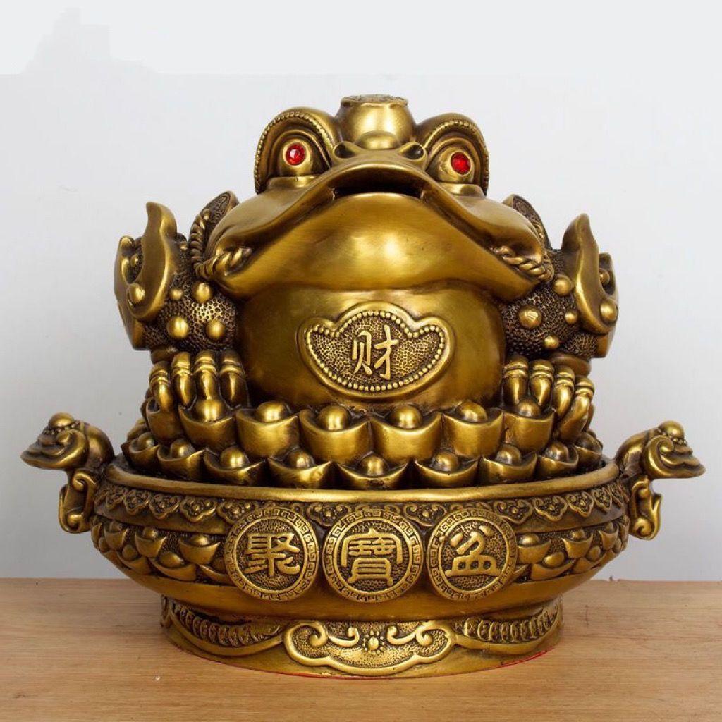 Горшок сокровищ из чистой меди Чжаоцай для привлечения богатства, трехногая золотая жаба, украшения для гостиной, подарок на новоселье