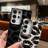 Роскошный черный тонкий мягкий чехол с принтом губ для Samsung S24 FE S23 Ultra S22 A55 A16 A54 A15 A35 A34, защита объектива, противоударный матовый чехол для телефона из ТПУ