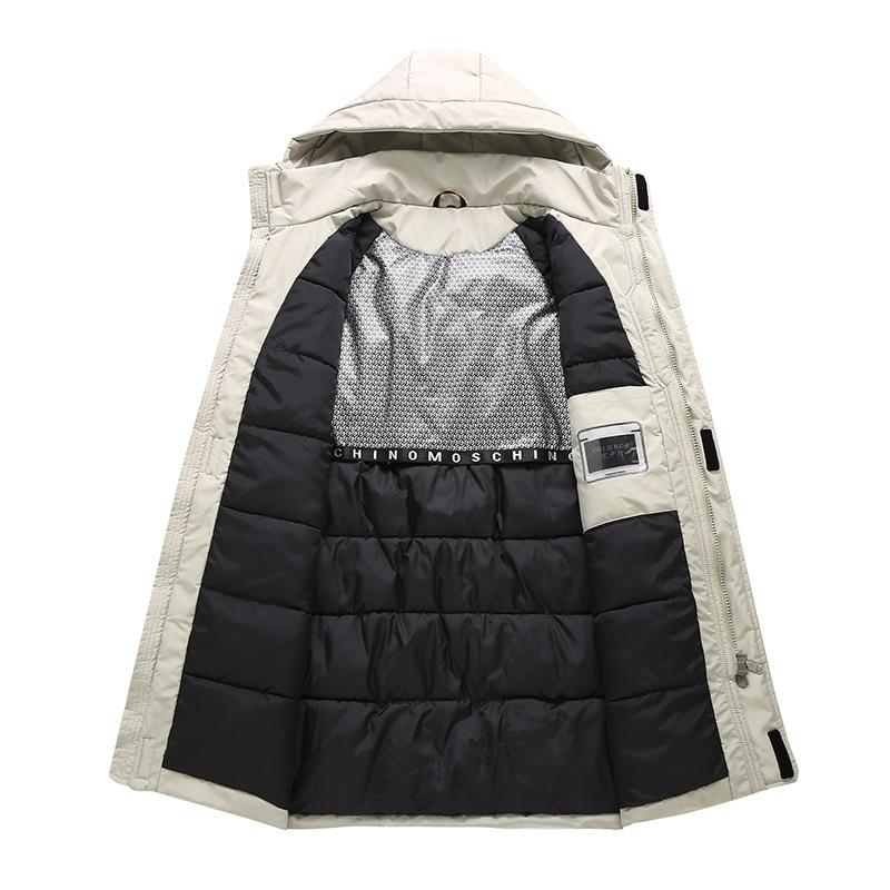 Men's Plus Size Big Tall Winter Coat Thickened Long Loose Fit Cotton Padded Jacket with Slit 4XL-12XL