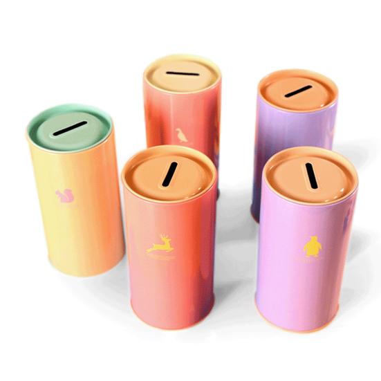 Металлическая копилка большой емкости с рисунком животных, детский цилиндрический сберегательный банк, инструмент для финансового управления