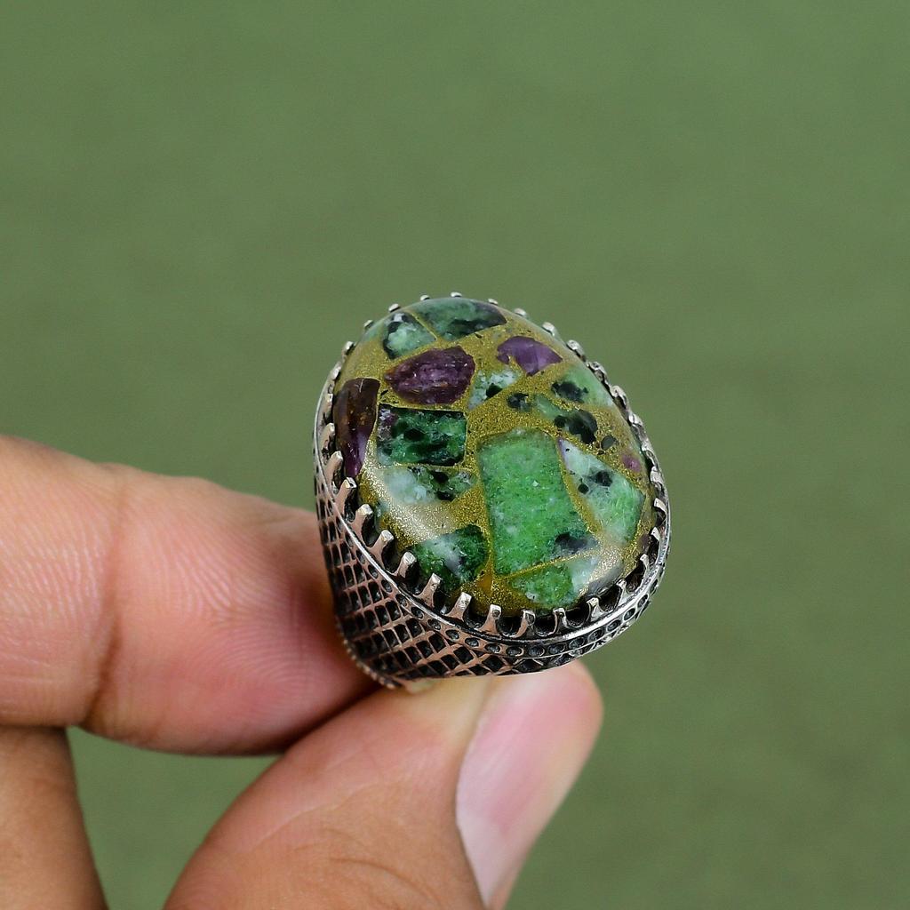 Copper Ruby Zoisite Ring 925 Sterling Silver Ring Dainty Jewelry Handmade Ring For Him Gemstone Rings Gifts For Women Available In Ring Size
