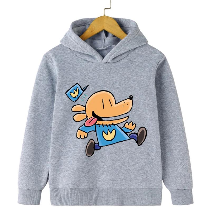 Fall and Winter Children's Comfortable Warm Hoodie Cartoon Fun Dog Man Print Boys Girls Casual Fashion Long Sleeve Top