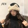 Daily Wear Hat Cat Ear Sherpa Fleece for Women, Windproof Winter Protection Thick Hat, Warm Fuzzy Skull Cap Outdoor Cycling