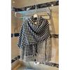 NINA SOLOR Double-Sided Houndstooth Cashmere Scarf Shawl