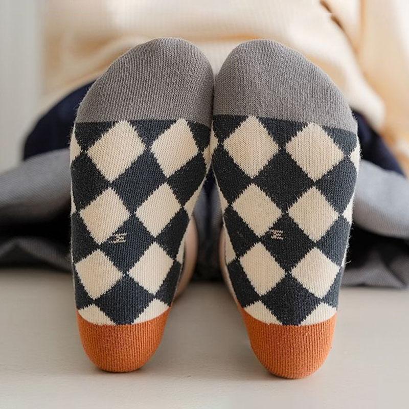 5 Pairs Cute Bear Plaid Baby Socks Spring Autumn Soft Cotton Kids Mid Tube Socks For Boys Girls Casual Sports