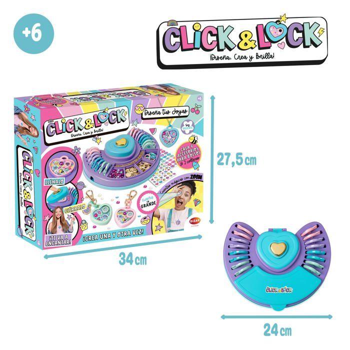 Kit de création de bijoux - Bizak - Click &amp; Lock - 8 pièces - Perles nacrées - Autocollants - Chaînes pour collier