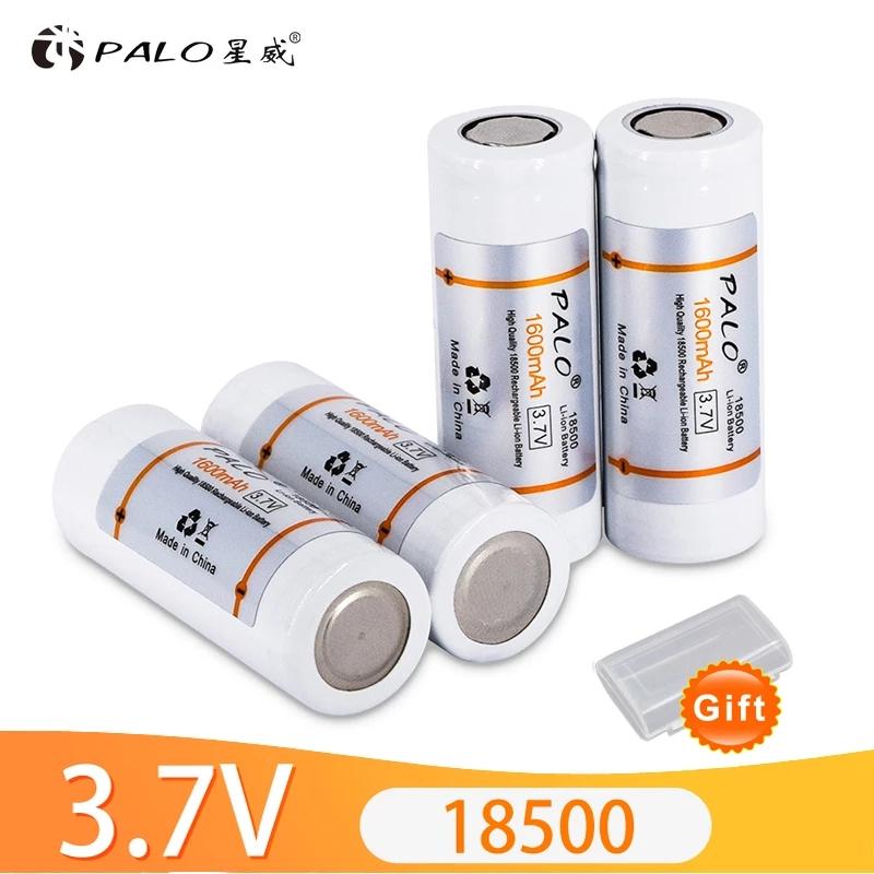 PALO 3.7V 18500 Li-ion Rechargeable Battery 18500 1600mAh 3.7V Lithium 18500 Li-ion Batteries for LED Flashlight