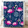 Pink Flamingo Shower Curtain Fabric Print Decorative Waterproof Bath Set for Home Bathroom Accessories Nautical Blue White Flora
