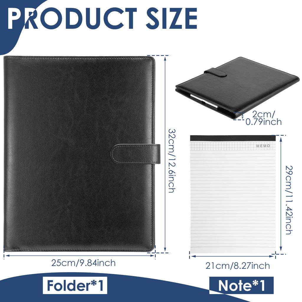 Multifunc A4 Conference Folder Business Stationery Folder Leather Contract File Folders A4 Writing Pad for Home School Office