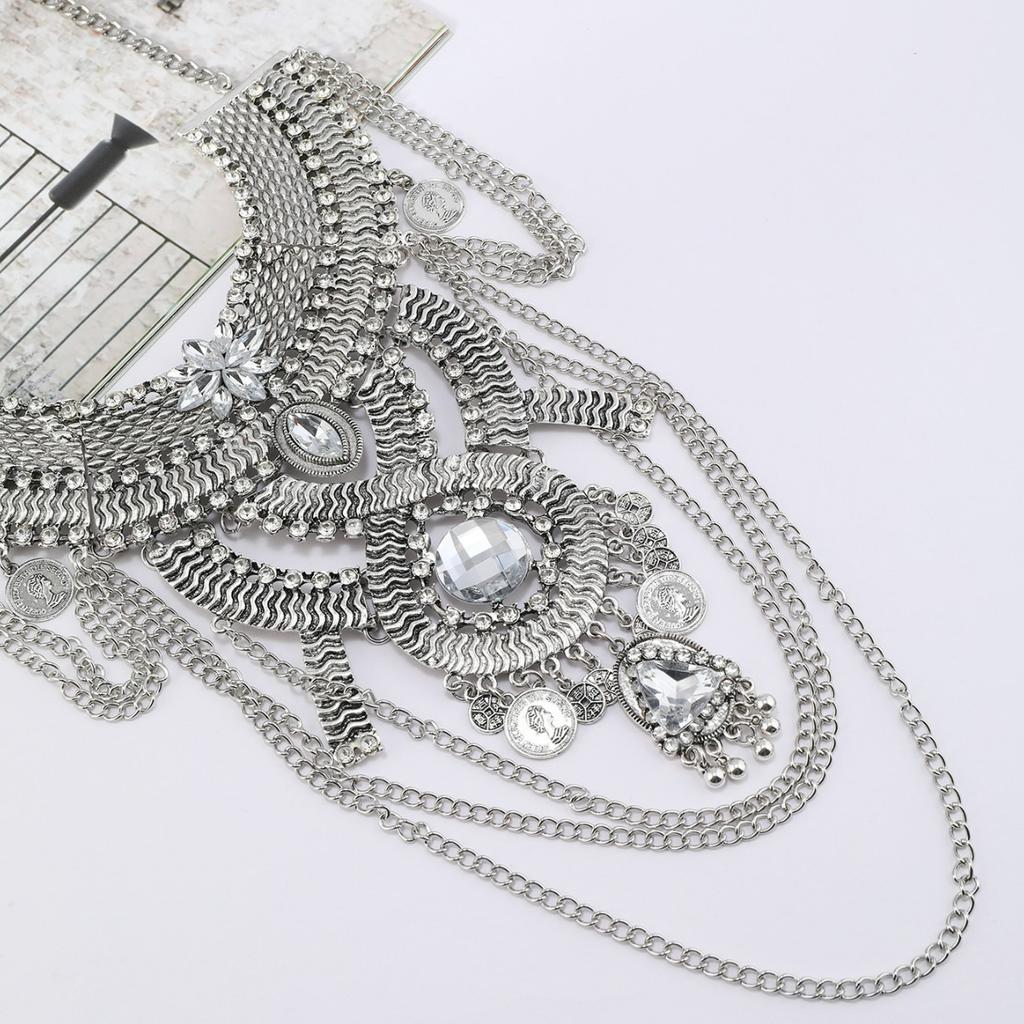 Retro Coin Pendant Tassel Necklace Gypsy Afghan Ethnic Chain Women's Jewelry Accessories